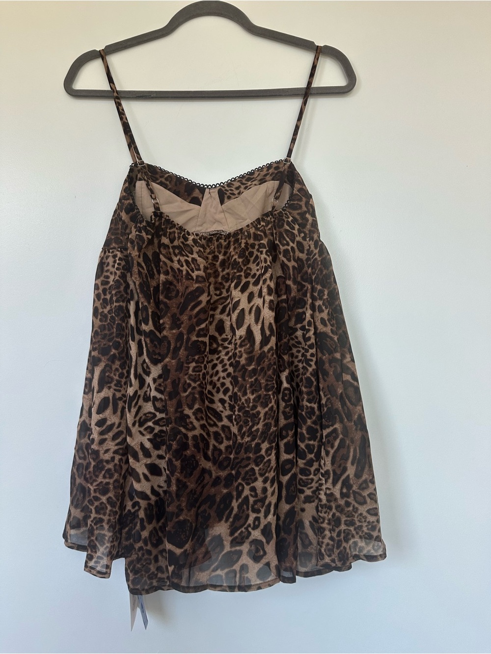 NEW Shop Cider Leopard Babydoll Spaghetti Strap Chiffon Top - Picture 3 of 3